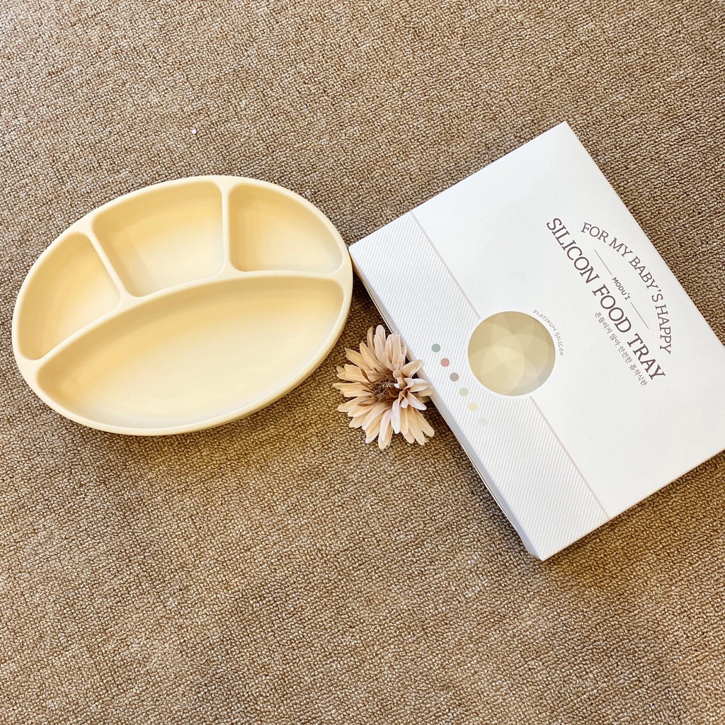 Khay Ăn Dặm Cho Bé Silicone Food Tray Bluemama Cao Cấp Chính Hãng Hàn Quốc - Khay Ăn Dặm Có Chia Ngăn Cho Bé