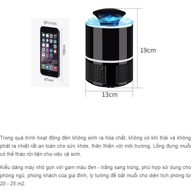 Đèn Bắt Muỗi, Hình Trụ, Cổng USB Thông Minh, Diệt Muỗi Diệt Côn Trùng