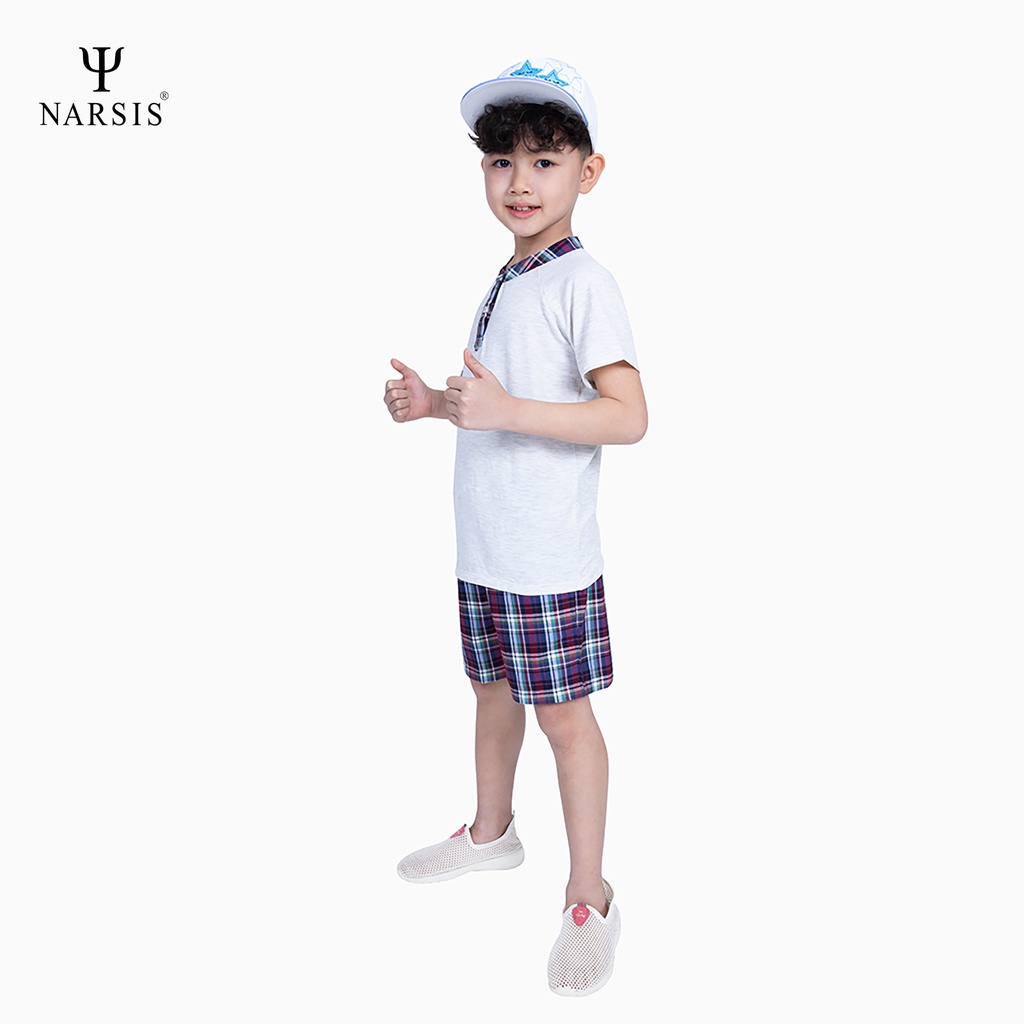 Bộ hè bé trai size đại Narsis KE100123 cổ tàu chất liệu Cotton êm mềm thông thoáng