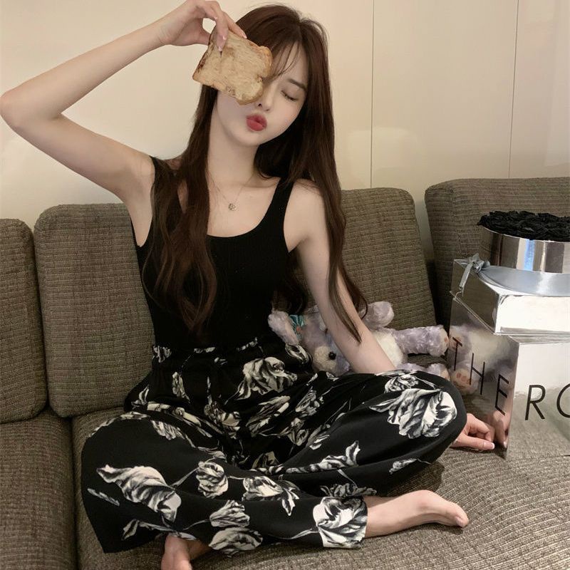 Quần Ngủ Dài Ống Đứng In Họa Tiết cherry Thời Trang Mùa Thu Phong Cách Hàn Quốc Cho Nữ