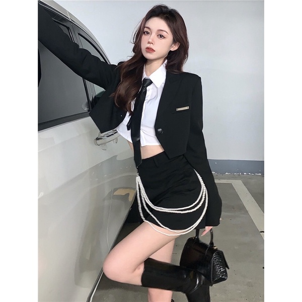 (SẴN) TKLIHN Set váy VEST ulzzang áo khoác BLAZER croptop + chân váy body phong cách văn phòng FASHION 2021 KÈM ẢNH THẬT | WebRaoVat - webraovat.net.vn