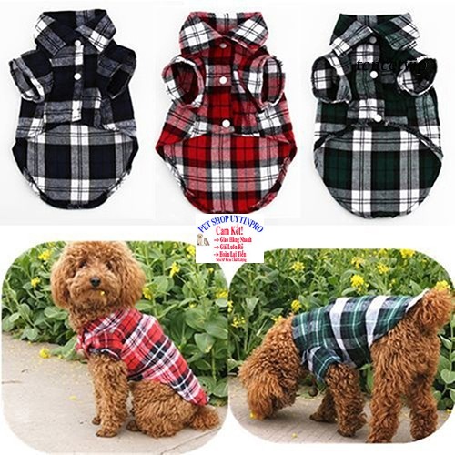 ÁO SƠ MI CHO THÚ CƯNG CHÓ MÈO In caro Thêu số 96 Chất liệu cotton mềm mại thoáng mát - Pet shop Uytinpro
