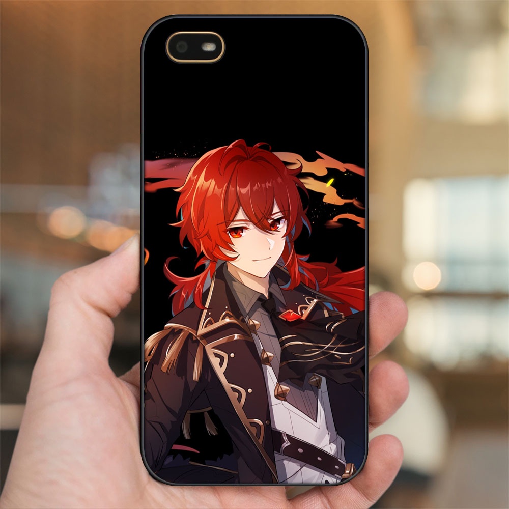 Ốp lưng Oppo A1K viền đen in hình Diluc Genshin Impact