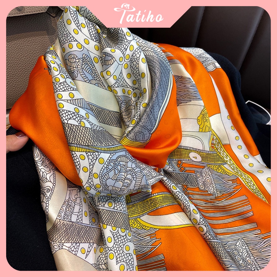 [Hàng Xịn, Giá Tốt] Khăn Choàng Quàng Cổ Lụa Cao Cấp Yên Ngựa Sang Trọng - Chất Liệu Silk  - 90x180cm - Mã KS015