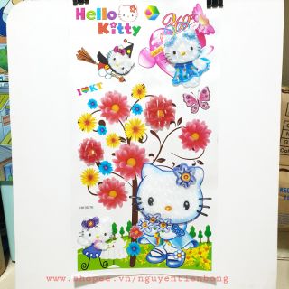 Decal dán tường 3d hình kitty