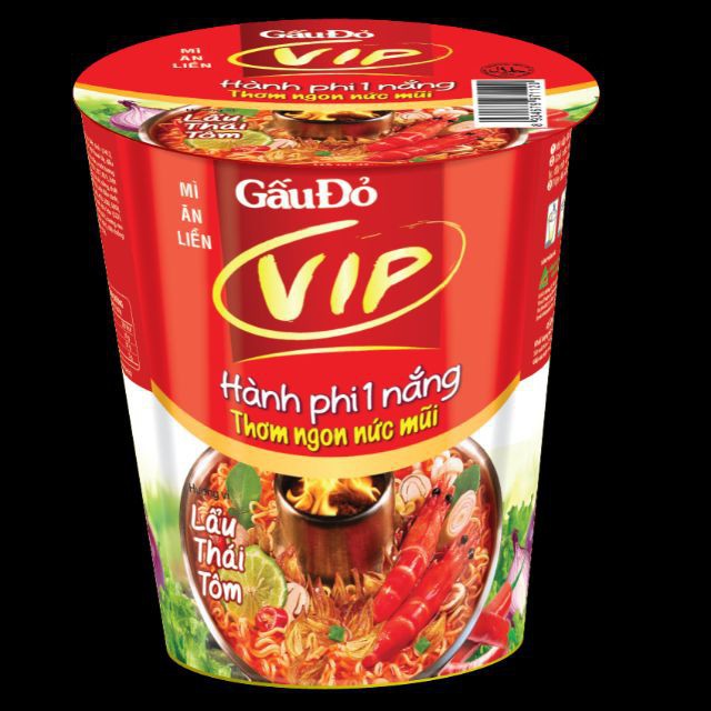 Mì ly Gấu đỏ lẩu thái tôm Vip