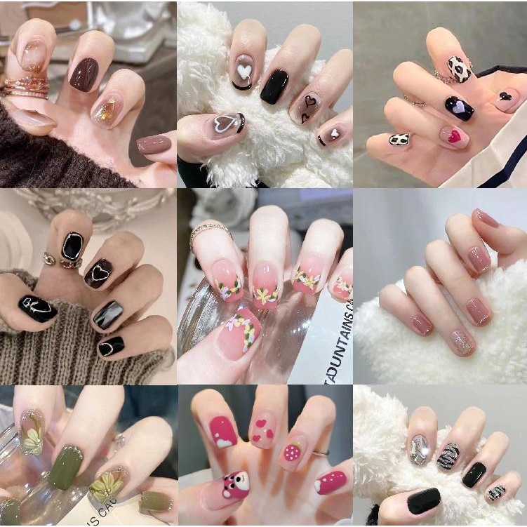 Bộ 24 móng giả cao cấp kiểu dài vừa dễ thương tặng kèm keo dán chống nước MO05