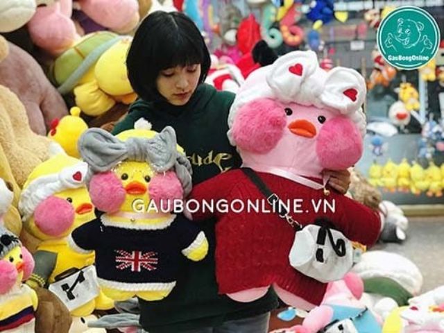 Vịt bông Lalafanfan má hồng siêu kute kích thước 80cm