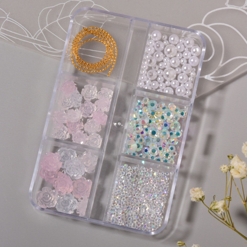 Set Đá Hoa Hồng Đính Móng Tay Nghệ Thuật