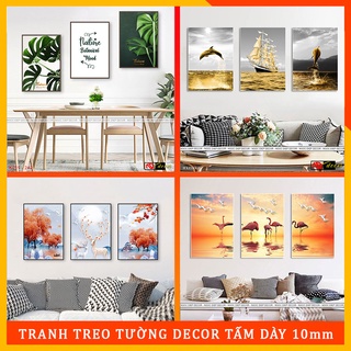 20 Bộ tranh dán tường 3 tấm phong cách hiện đại - Tranh decor, trang trí in trên gỗ nhựa cao cấp, kèm băng dính xốp
