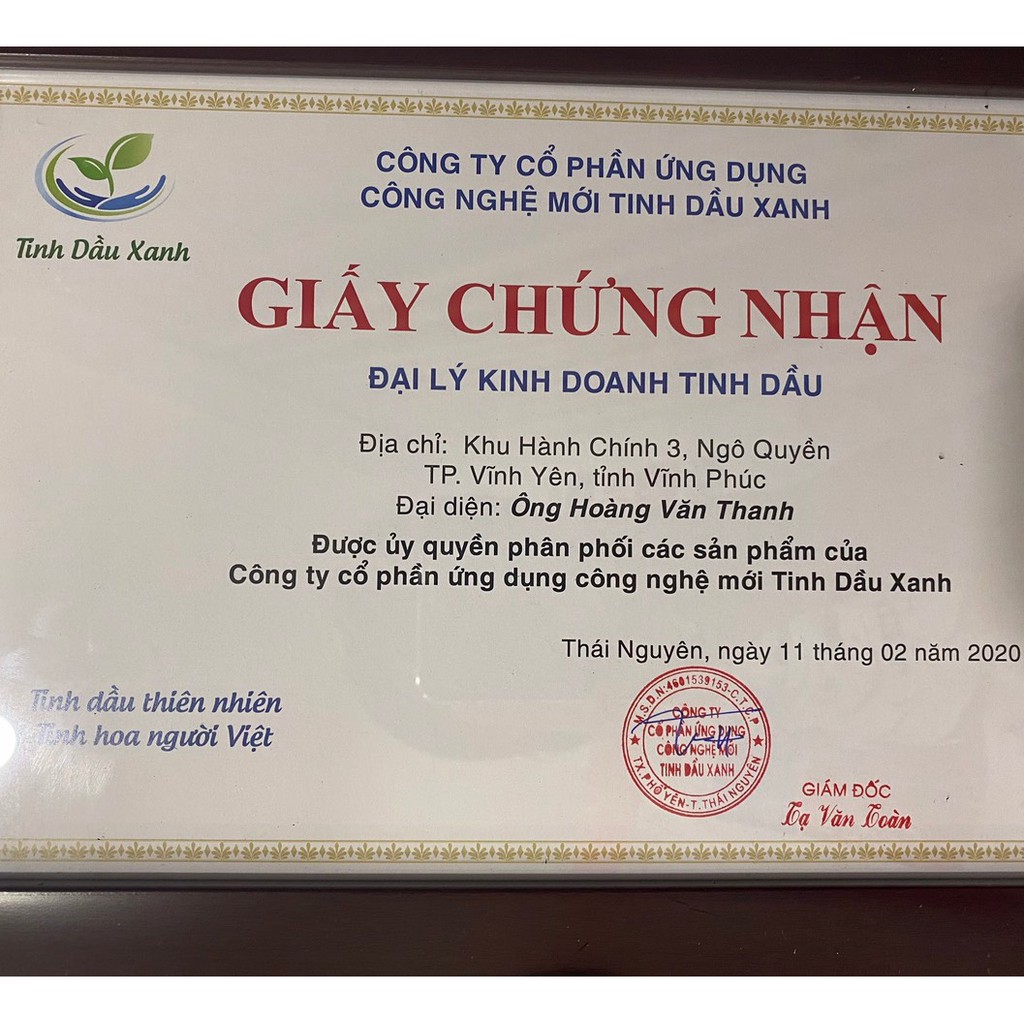 Tinh Dầu nguyên chất 30ml - Chính hãng tinh dầu xanh thái nguyên (nhiều mùi hương)