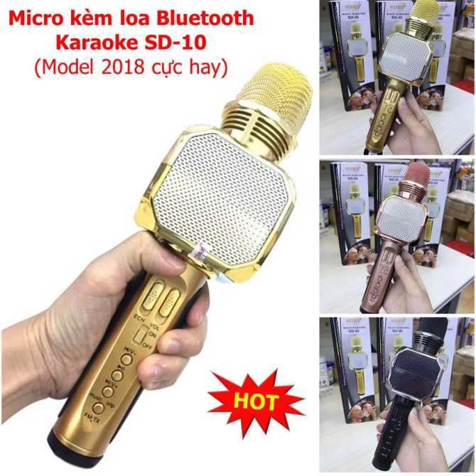 Mic hát karaoke bluetooth SD-10 âm thanh cực chuẩn