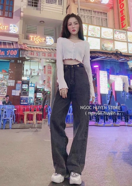 [Mã FAMARAL2 giảm 10K đơn 50K] [Có size đại] Quần jean ống rộng hai đai lai tưa mã 3132, kèm ảnh thật