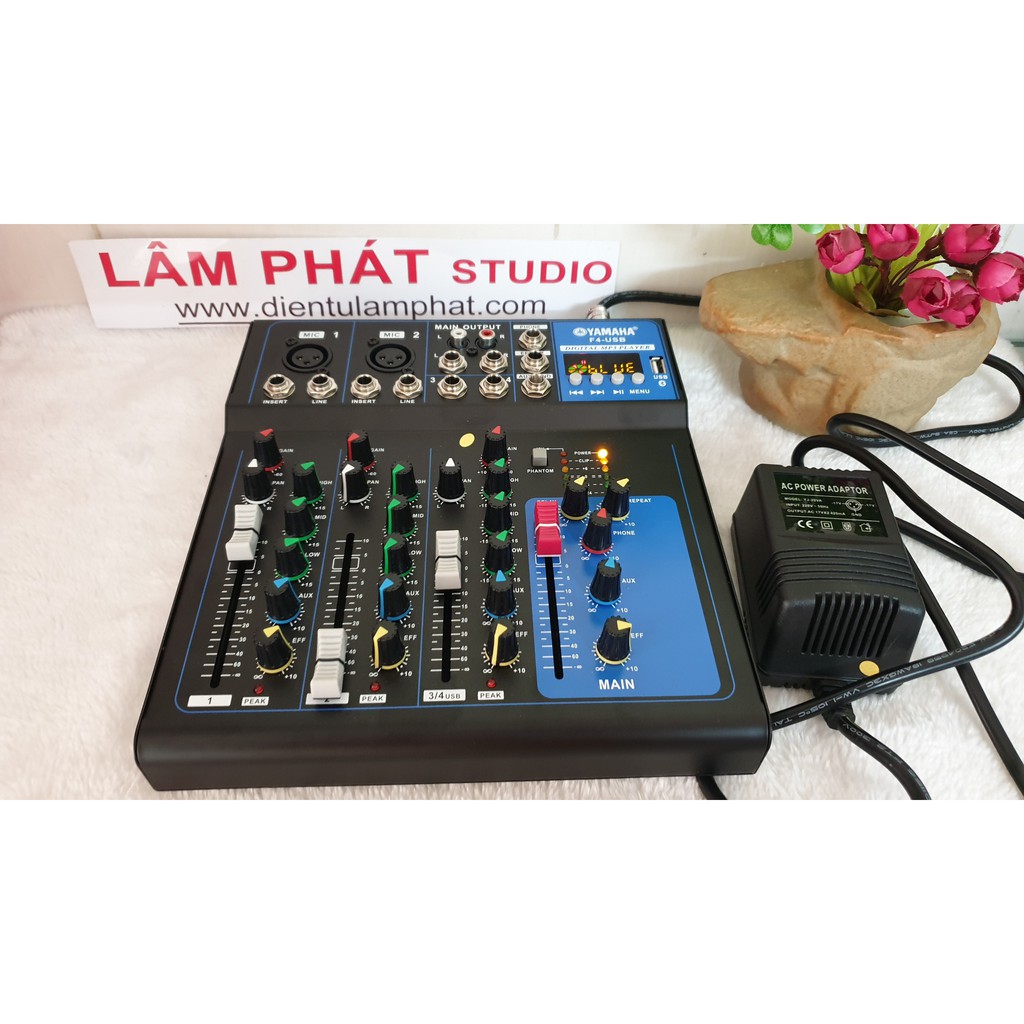 HOT * Combo Mixer Yamaha F4 Bluetooth Màn Hình LED Thế Hệ Mới Và Micro Karaoke CAF P12