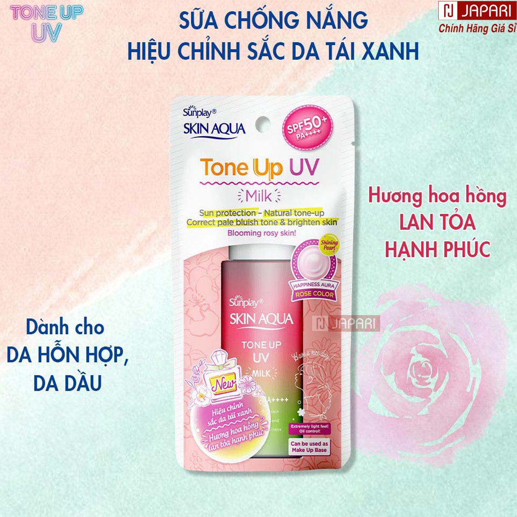 Kcn Skin Aqua Sunplay Tone Up MILK AUTH Kem Chống Nắng SkinAqua Kiềm Dầu Nâng Tông Cho Da Mặt Dầu Mụn Hỗn Hợp JAPARI