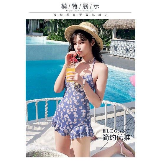 Hàng order - Bikini 1 mảnh hoa cúc kèm áo khoác voan trắng dễ thương