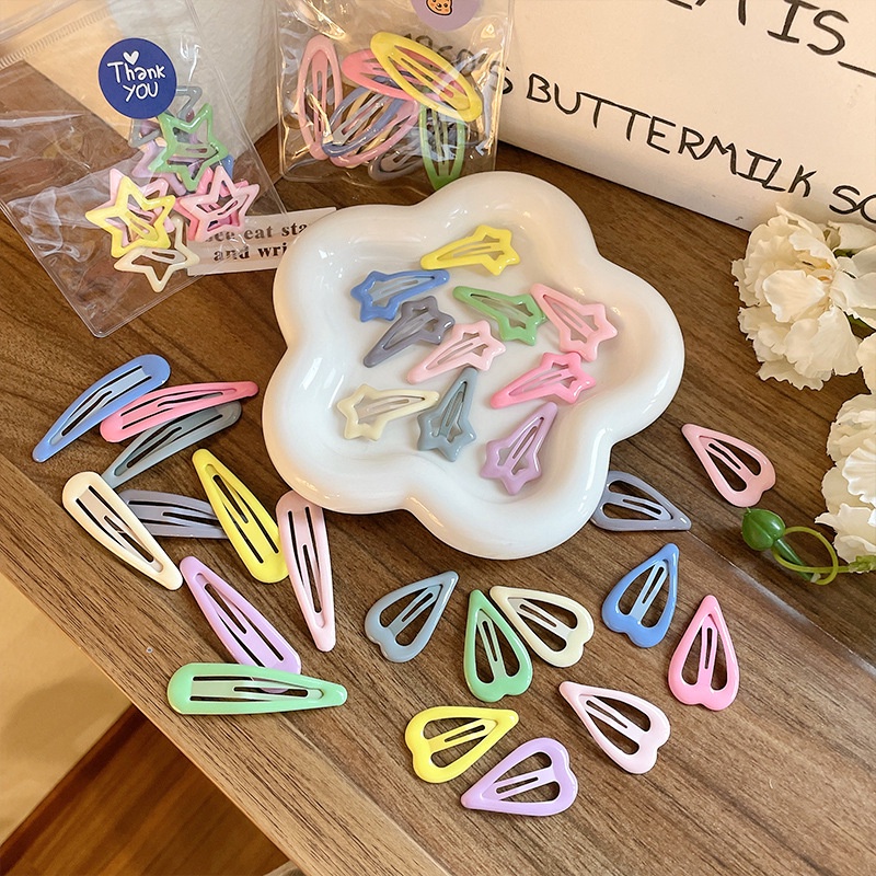 Set Kẹp Tóc Cho Bé - Kẹp tóc bé gái Nhựa bấm nhiều màu dễ thương phong cách Hàn Quốc có túi zip đựng siêu xinh
