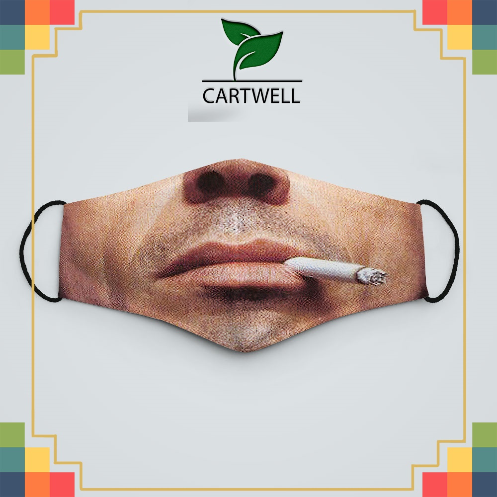 khẩu trang mặt người miệng cười hút thuốc hài hước vui nhộn SMOKERS_1268 CARTWELL cotton 100%