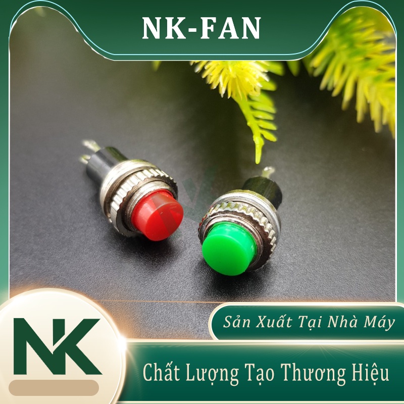 Nút Nhấn Đề 10MM,Công Tắc Nhấn Nhả Dùng Cho Mạch Quạt Mạch Trễ,Núm Nhấn 10MM Xanh Đỏ