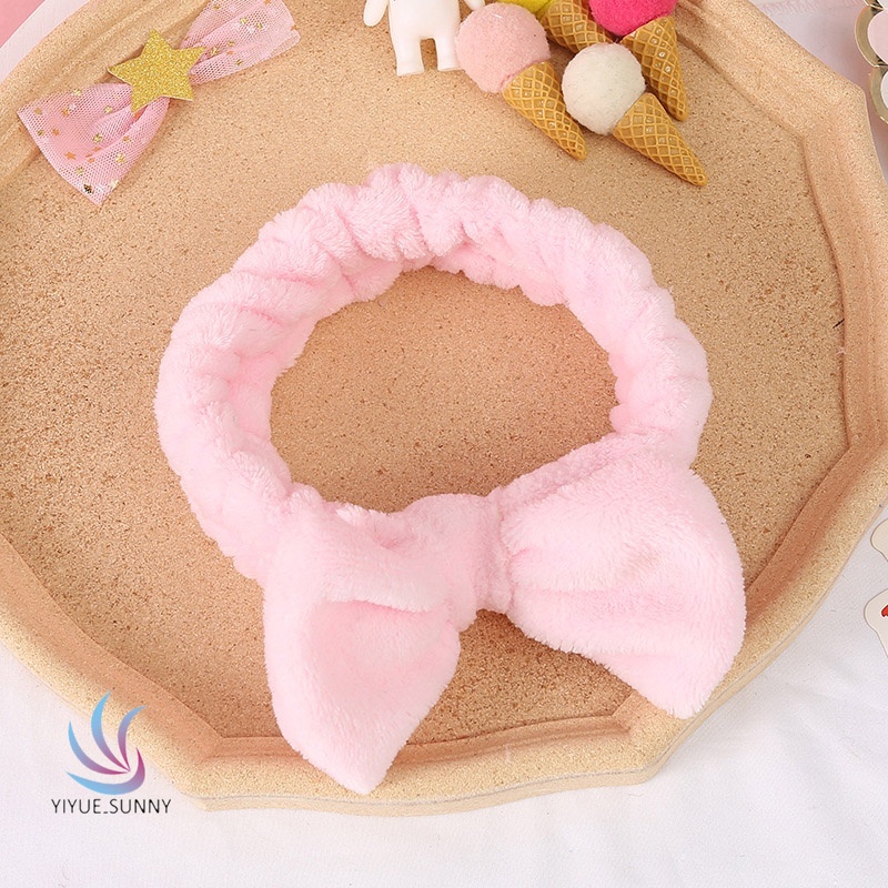 Băng đô cài tóc rửa mặt Vải Lông Cừu San Hô Mềm Màu Trơn Thời Trang Cho Nữ