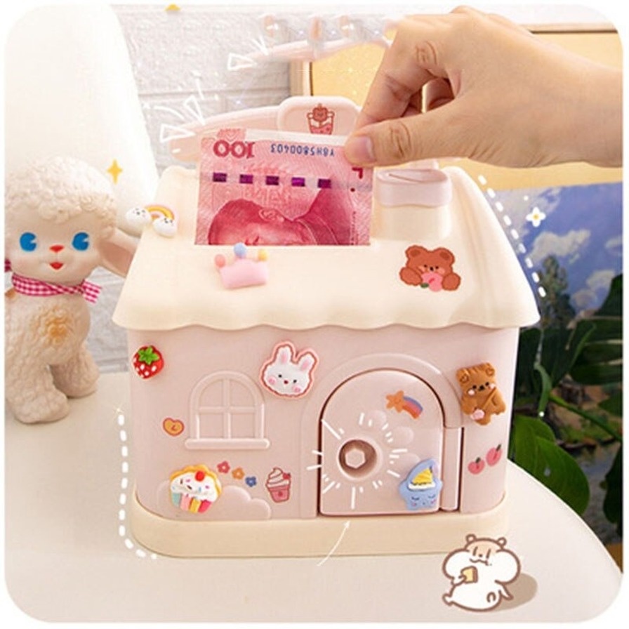 Phim hoạt hình ngôi nhà nhỏ dễ thương con heo đất sáng tạo di động đa chức năng với khóa ​Tạo Cho Bé ~COD