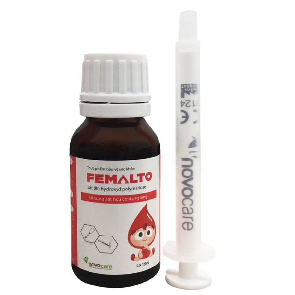 Sắt nước Femalto – Hỗ trợ bổ sung sắt hữu cơ cho trẻ em, trẻ sơ sinh thiếu sắt, thiếu máu (lọ 15ml)