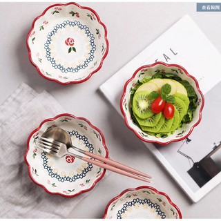 Bát sứ hoạt tiết cherry đỏ , Thố salad, chén sứ họa thiết cherry đựng thức ăn, hoa quả size 450ml