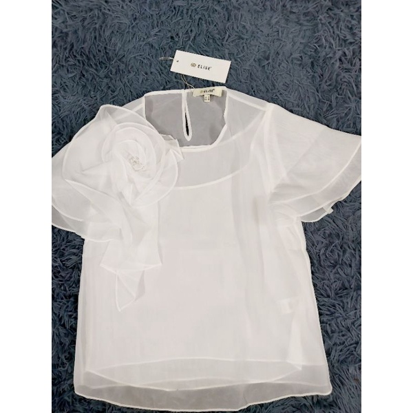 Áo sơ mi  trắng đính hoa Elise