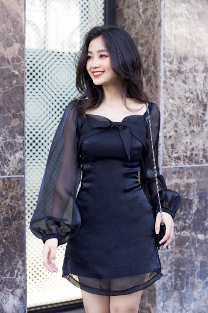 Đầm Jolies Tay voan 3 màu ĐỎ/ĐEN/TRẮNG
