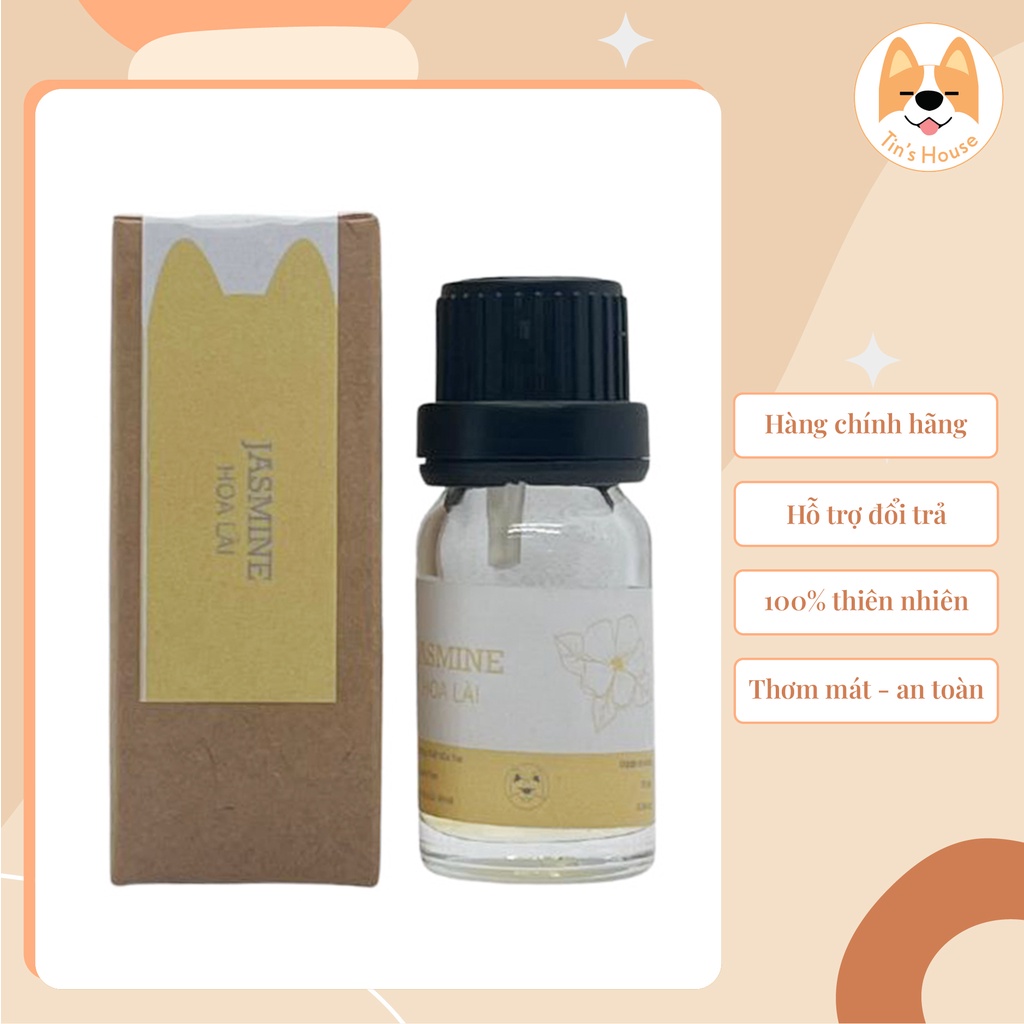 Tinh dầu thiên nhiên hương hoa lài dùng cho nến thơm dung tích 10ml - Lọ thủy tinh tinh dầu thơm phòng - Tin’s House