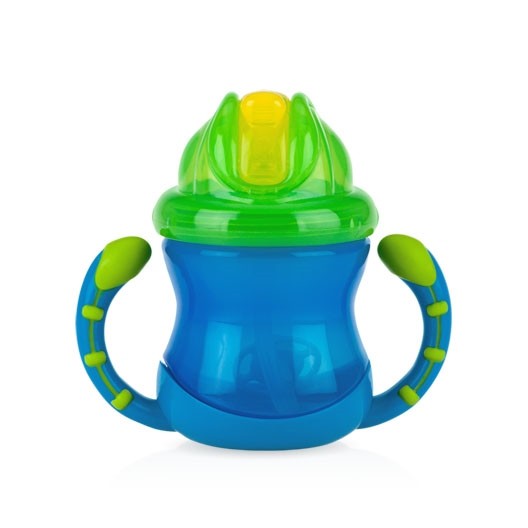 [Chính Hãng] Bình uống nước ống hút silicone Nuby 360 độ 240ml - Bình nước cho bé có ống hút Nuby