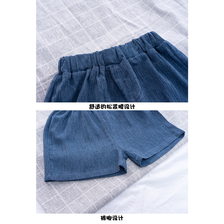 Bộ áo sơ mi 2 mảnh thắt nơ tay ngắn + quần short thời trang cho bé trai 0-5 tuổi