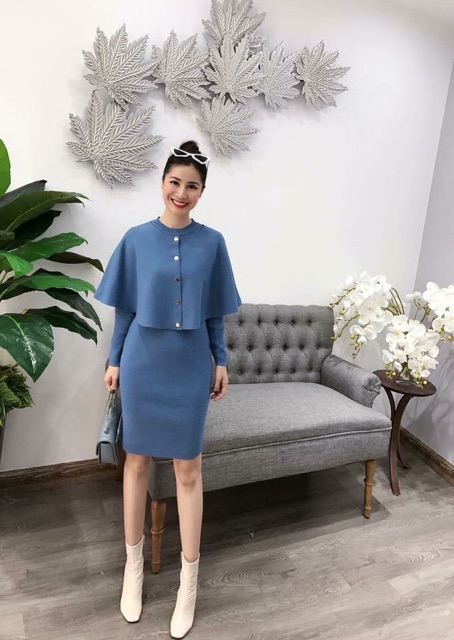 SET VÁY KÈM ÁO LEN CAPE HÀNG QUẢNG CHÂU CAO CẤP | BigBuy360 - bigbuy360.vn
