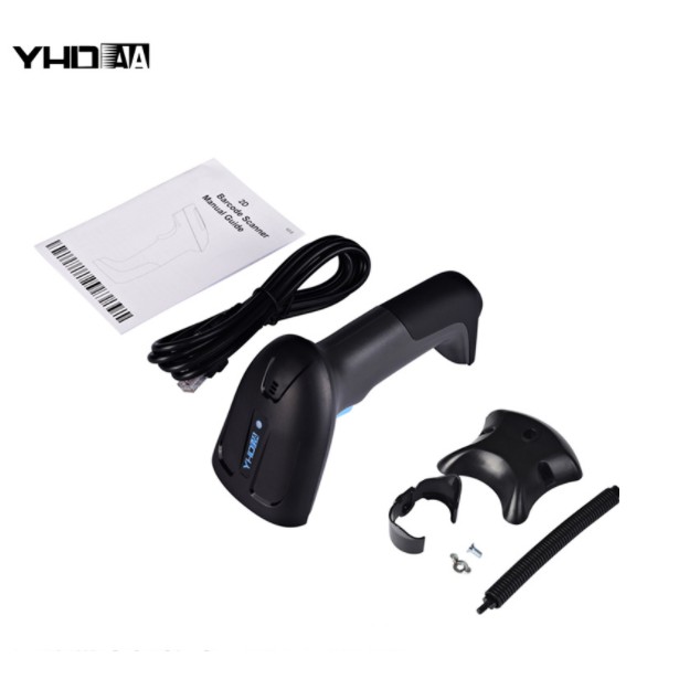 Máy quét mã vạch YHD 6200D 2D, Máy bắn mã vạch Barcode(1D) Qrcode(2D) có dây cắm cổng USB dùng trên Máy tính, Laptop