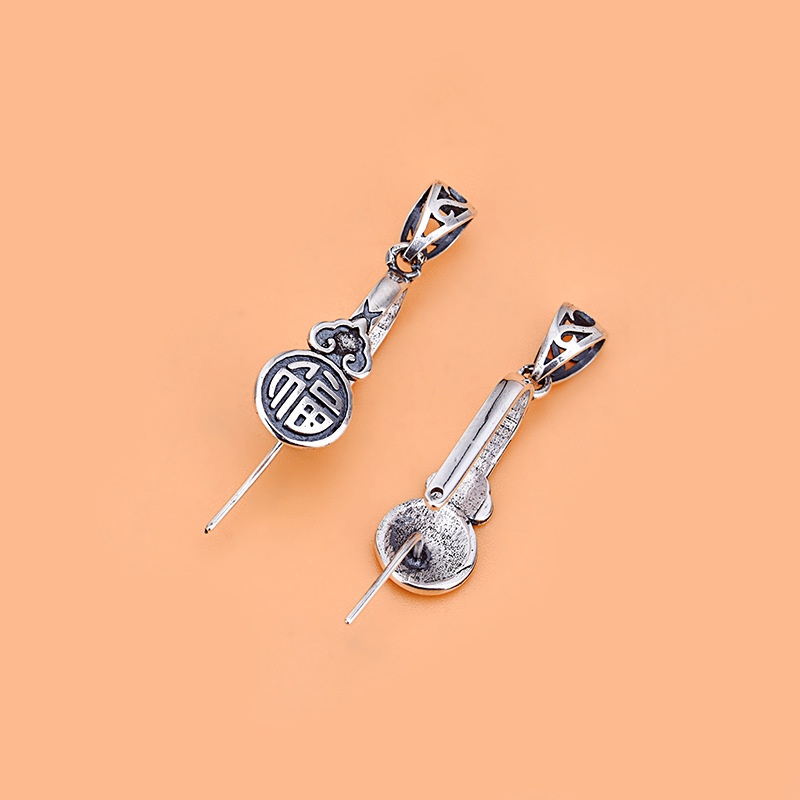 █diy゜ S925 Bạc●Mặt Dây Chuyền Bạc S925 Hình Trái Tim Đính Đá Ngọc Bích An Toàn