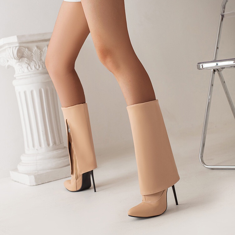 Giày Bốt Cao Gót 12cm Mũi Nhọn Thời Trang Thu Đông 2022 Cho Nữ Size Lớn 34-43