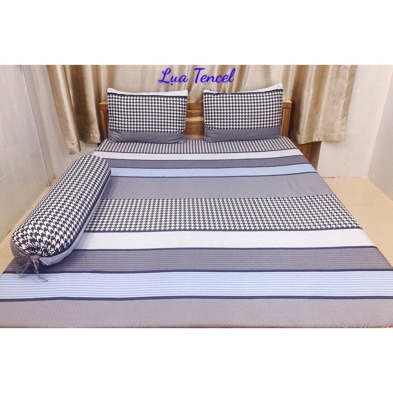 BỘ DRAP VẢI TENCEL SIÊU MỀM MÁT 1m6x2m (inbox chọn mẫu)