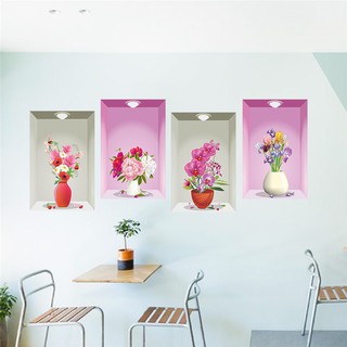 Nhãn dán tường hình bình hoa 3D