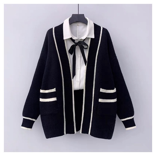 Áo Khoác Bầu Và Sau Sinh Cardigan  Sọc Thiết Kế Cao Cấp