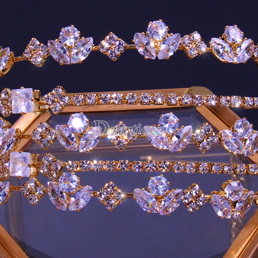 Băng đô nhiều lớp đính đá Zircon phong cách Âu Mỹ