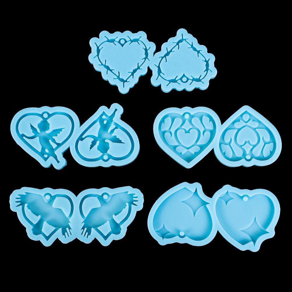 .Khuôn Silicone Làm Bông Tai Resin UV Hình Trái Tim