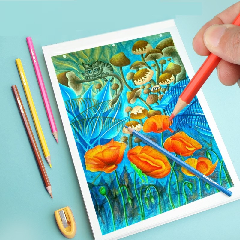 Hộp Bút Chì Màu Gốc Dầu SKYGLORY Vẽ Tranh Cao Cấp Gỗ Tự Nhiên 12/18/24/36 Màu