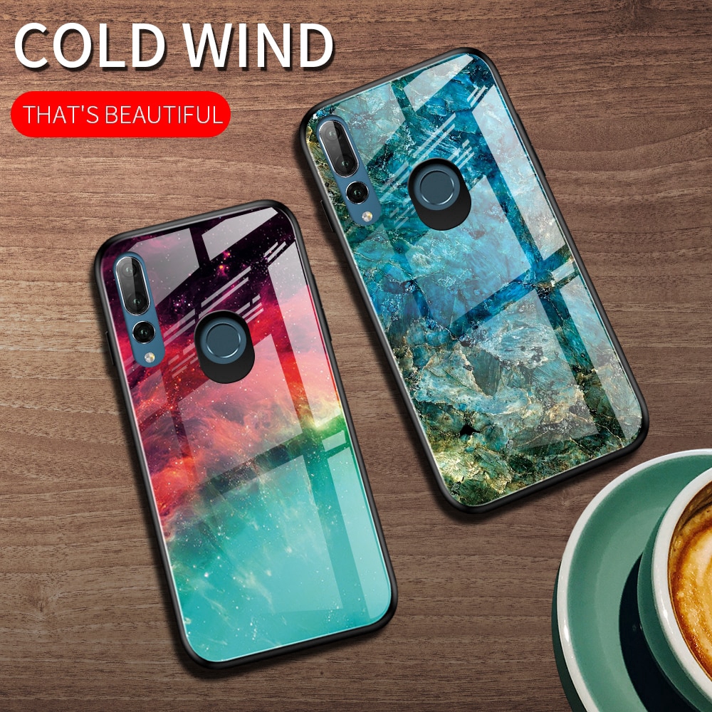 Huawei Honor 9X Premium Global Version Case Cover Marble Tempered Glass Soft TPU Frame Back Case
