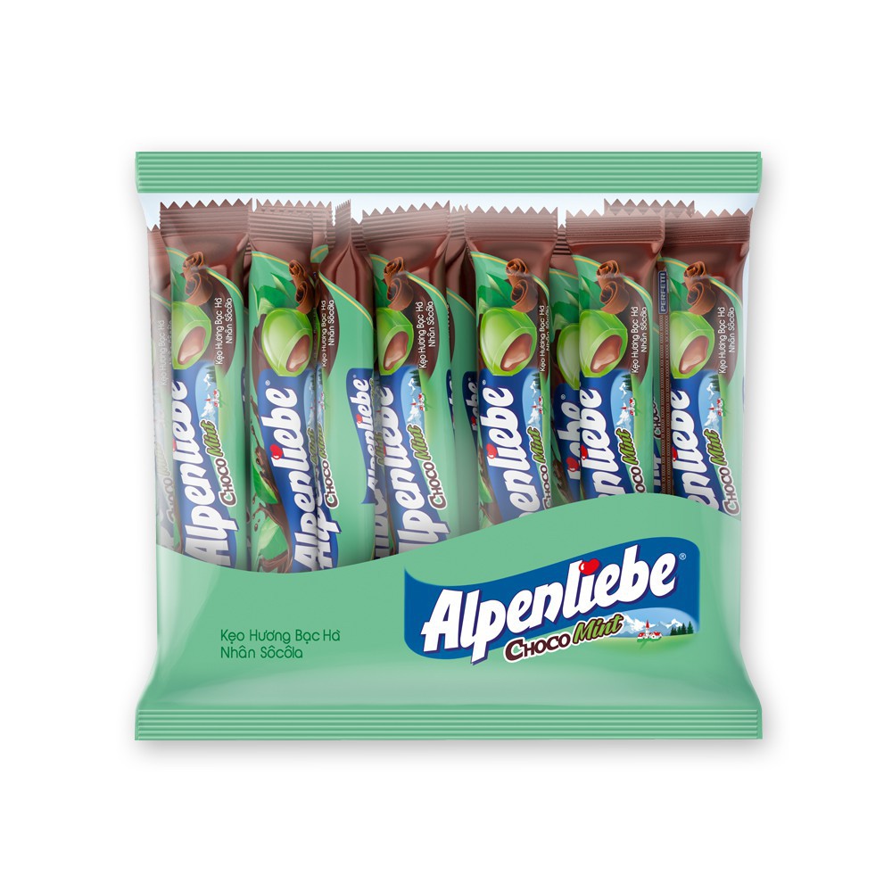 Kẹo Alpenliebe Hương Bạc Hà Nhân Sôcôla (Gói 16 Thỏi)