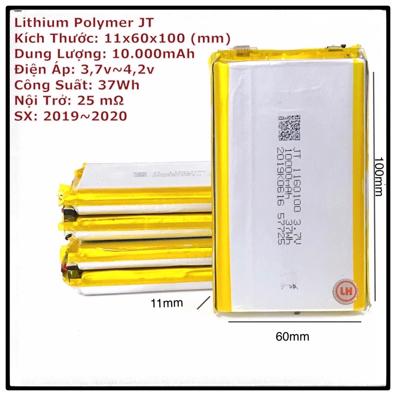 ✔Pin Sạc LiPo✔ JT 1160100 Dung Lượng 10.000mAh Điện Áp 3,7v Công Suất 37Wh (Có Pin 20.000mAh) Ảnh chụp thật 100%