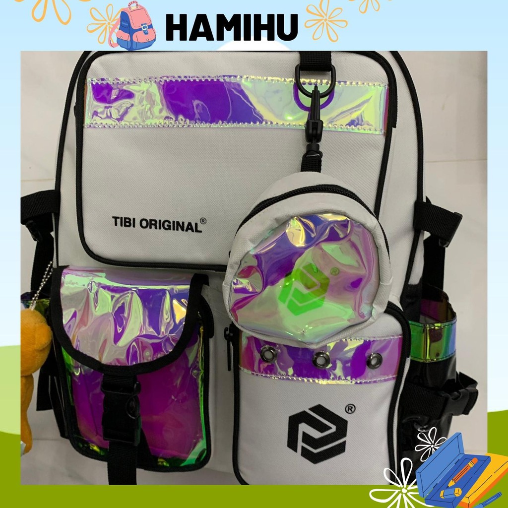 Balo đi học, balo phản quang Hamihu HM3, balo Ulzzang basic Hàn Quốc