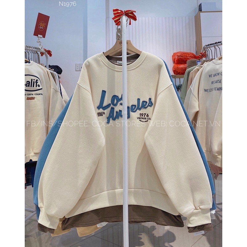 [N1976]🧵 Áo SWEATER nỉ bông phối vạt LOS (Có sẵn/ảnh thật)
