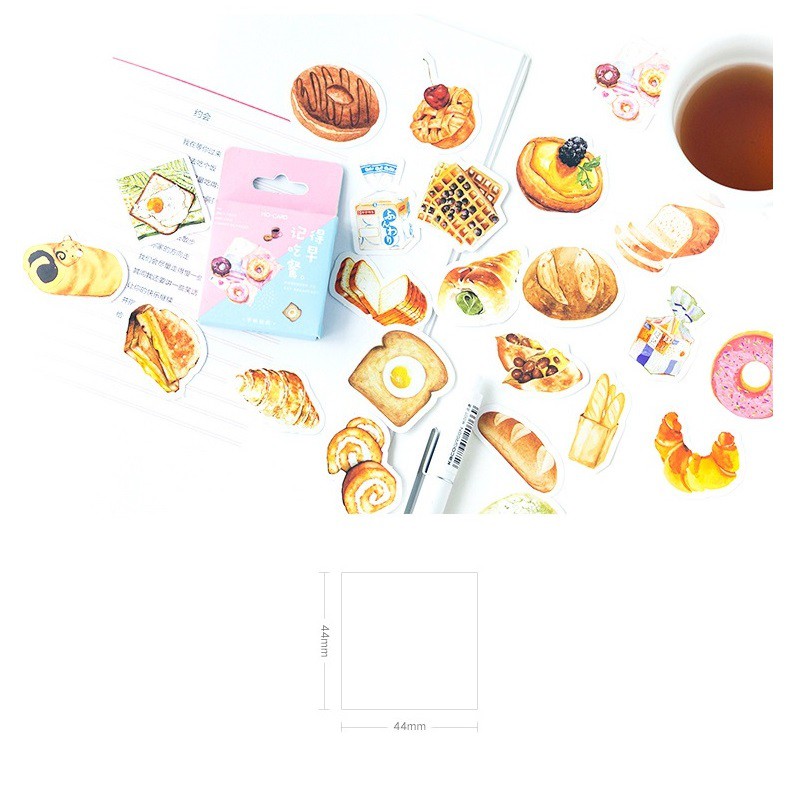 Set 46 miếng sticker hình bánh mì//bánh donut size nhỏ 44mm dán trang trí xinh xắn a6422