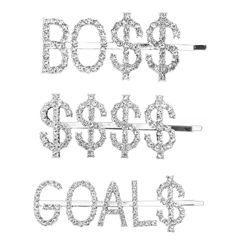 Kẹp Tóc Kim Loại Chữ Cái Đính Đá Sang Trọng
