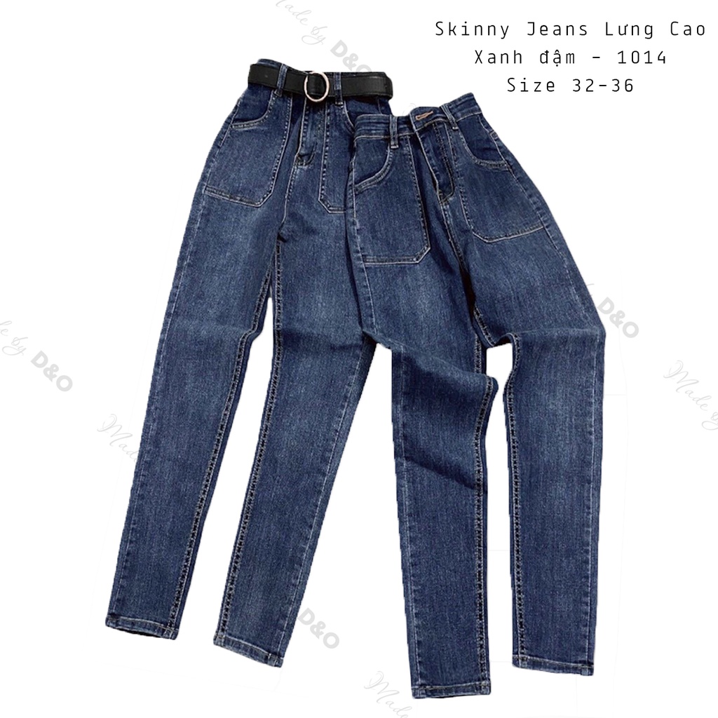 Quần Dài Jeans Bigsize, Xanh Đậm Túi Hộp 1014, Lưng Siêu Cao, Co Giãn Mạnh [ Size 32-36]